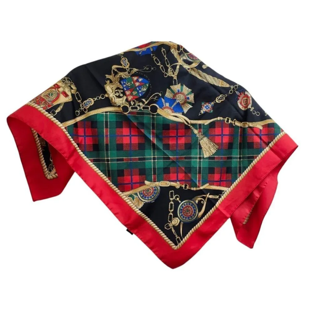 Tie Rack Art Of The Scarf Womens Square Scarf One Size Red Belt Print Italy